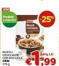 Crai - Muesli Croccante Cioccolato Fondente E Nocciole 375 G(ml)