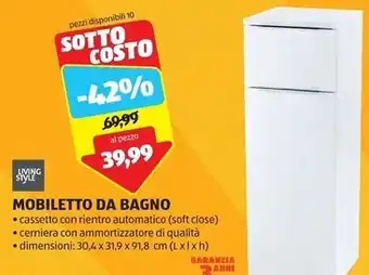 ALDI Living style mobiletto da bagno offerta