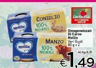 Crai Mellin Omogeneizzati Di Carne offerta
