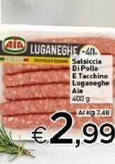 Crai Aia Salsiccia Di Pollo E Tacchino Luganeghe offerta