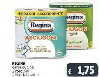 Deco Supermercati Regina Carta Cucina 2 Rotoloni Classici/ Wish offerta