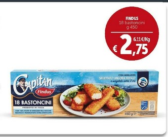 Deco Supermercati Findus 18 Bastoncini Con 100% Filetti Di Merluzzo 450 G(ml) offerta