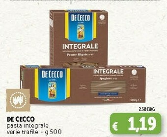 Deco Supermercati De Cecco Pasta Integrale offerta