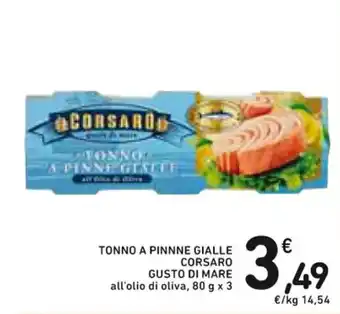 Spazio Conad TONNO A PINNNE GIALLE CORSARO GUSTO DI MARE all'olio di oliva, 80 g x 3 offerta