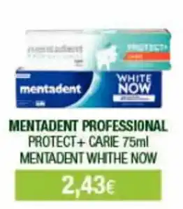 Acqua & Sapone MENTADENT PROFESSIONAL PROTECT+CARIE 75ml MENTADENT WHITHE NOW offerta