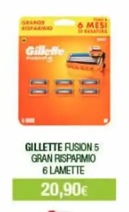 Acqua & Sapone GILLETTE FUSION 5 GRAN RISPARMIO 6 LAMETTE offerta