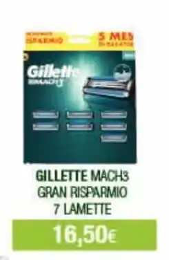 Acqua & Sapone GILLETTE MACH3 GRAN RISPARMIO 7 LAMETTE offerta