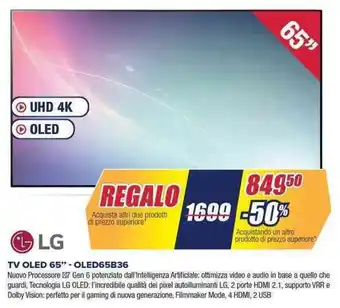 Trony LG TV OLED 65" - OLED65B36 offerta