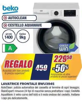 beko LAVATRICE FRONTALE BWU394S
