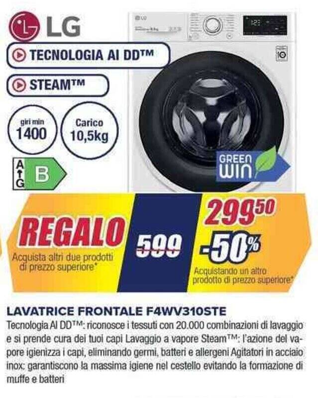 LG LAVATRICE FRONTALE F4WV310STE offerta di Trony