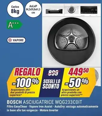 Trony Bosch asciugatrice wqg233c0it offerta