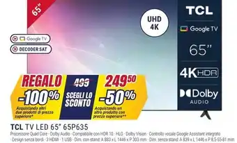 Trony Tcl tv led 65 65p635 offerta