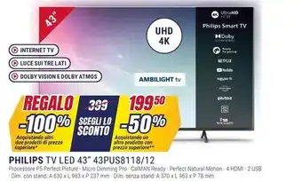 Trony Philips tv led 43 43pus8118/12 offerta