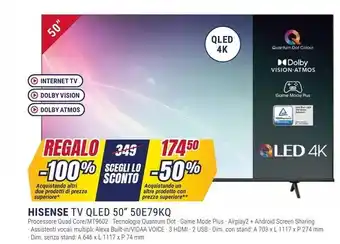 Trony Hisense tv qled 50 50e79kq offerta