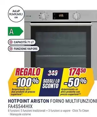 Trony Hotpoint ariston forno multifunzione fa4s544hix offerta
