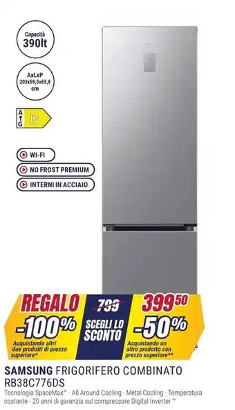 Trony Samsung frigorifero combinato rb38c776ds offerta