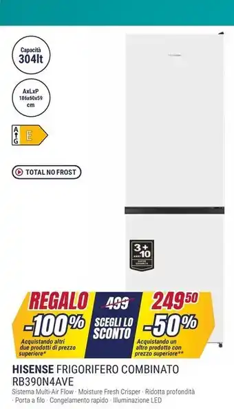 Trony Hisense frigorifero combinato rb390n4ave offerta