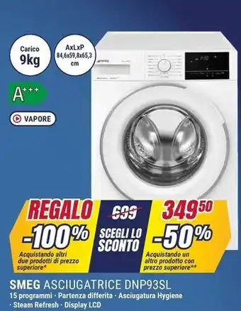 Trony Smeg asciugatrice dnp93sl offerta