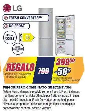 Trony LG FRIGORIFERO COMBINATO GBB72NSVGN offerta