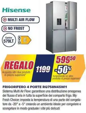 Trony Hisense FRIGORIFERO 4 PORTE RQ758N4SWI1 offerta