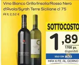 Famila Superstore Terre siciliane vino bianco grillo/insolia/rosso nero d'avola/syrah offerta