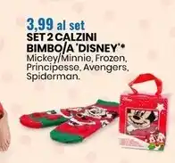Eurospin Set 2 calzini bimbo/a 'disney' offerta