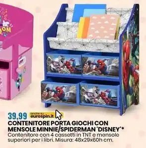 Eurospin Contenitore porta giochi con mensole minnie/spiderman 'disney' offerta
