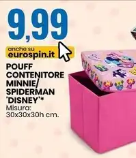 Eurospin Pouff contenitore minnie/spiderman 'disney' offerta