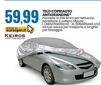 Eurospin Keiros telo copriauto antigrandine offerta