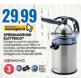 Eurospin Enkho spremiagrumi elettrico offerta