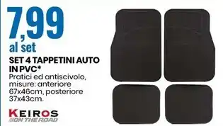 Eurospin Keiros set 4 tappetini auto in pvc offerta