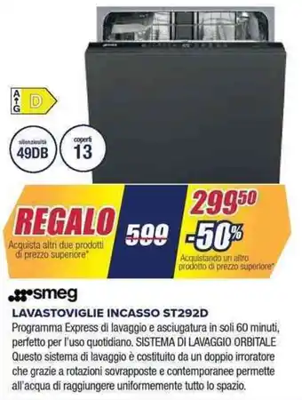 Trony smeg LAVASTOVIGLIE INCASSO ST292D offerta