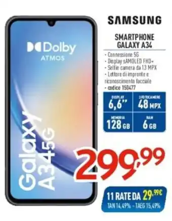 Elettrosintesi SAMSUNG SMARTPHONE GALAXY A34 offerta