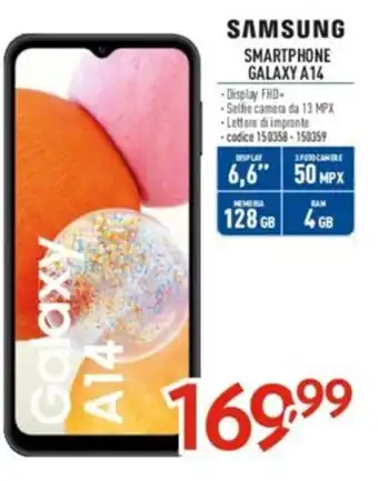Elettrosintesi SAMSUNG SMARTPHONE GALAXY A14 offerta