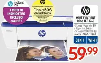 Elettrosintesi HP MULTIFUNZIONE DESKJET 3760 offerta