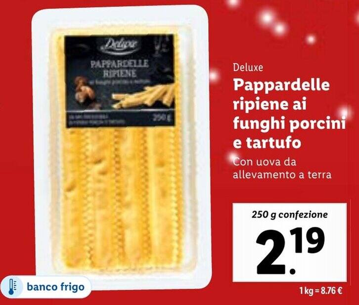 Deluxe Pappardelle ripiene ai funghi porcini e tartufo 250 g offerta di
