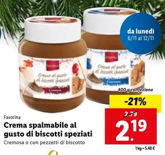 Favorina Crema spalmabile al gusto di biscotti speziati 400 g confezione