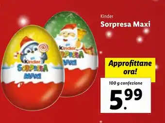 Lidl Kinder Sorpresa Maxi 100 g confezione offerta