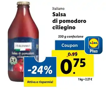 Lidl Italiamo Salsa di pomodoro ciliegino 330 g confezione offerta