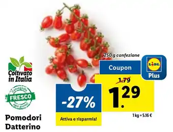 Lidl Pomodori Datterino 250 g confezione offerta