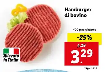 Lidl Hamburger di bovino 400 g confezione offerta