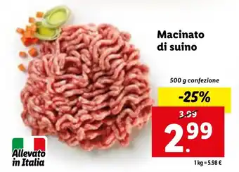 Lidl Macinato di suino 500 g confezione offerta