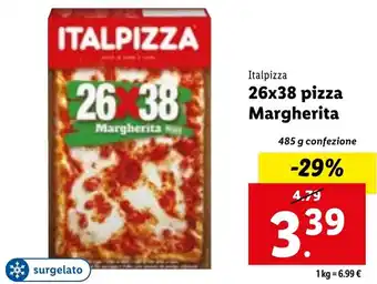 Lidl Italpizza 26x38 pizza Margherita 485 g confezione offerta
