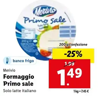 Lidl Merivio Formaggio Primo sale 200 g confezione offerta