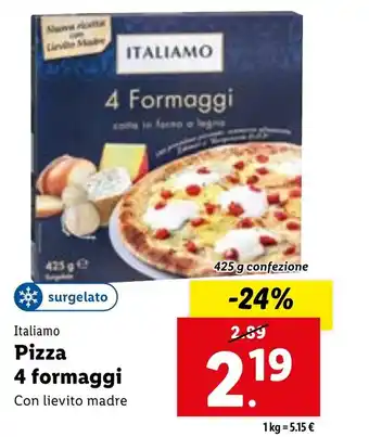 Lidl Italiamo Pizza 4 formaggi 425 g confezione offerta