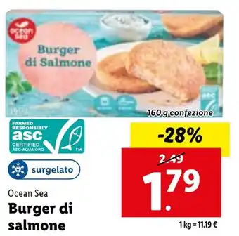 Lidl Ocean Sea Burger di salmone 160 g confezione offerta