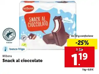 Lidl Milbona Snack al cioccolato 6x 30 g confezione offerta