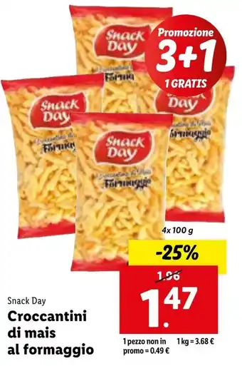 Lidl Snack Day Croccantini di mais al formaggio 4x100 g offerta