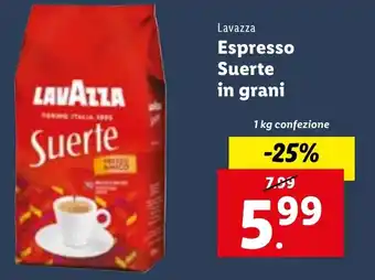 Lidl Lavazza Espresso Suerte in grani 1 kg confezione offerta