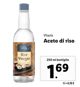 Lidl Vitasia Aceto di riso 250 ml bottiglia offerta